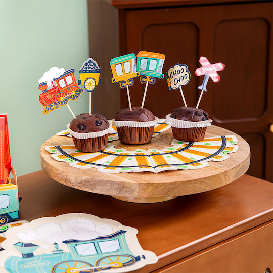 Partygeschirr Süßigkeiten Dekoration Cupcakes Zug Happy Express 8 Stück