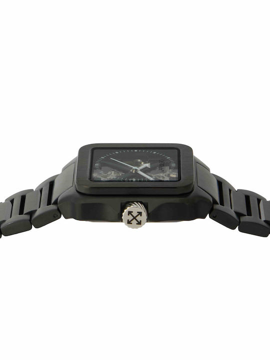 Off White Herrenuhr Batterie mit Transparentem Metall-Armband