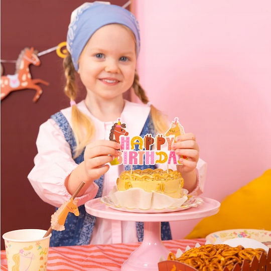 Decorare Tort Topper Cai Cal La Mulți Ani Ziua De Naștere 14cm