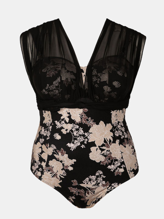 Ein Stück Badeanzug Für Große Brüste Blumen Muster Peony Print