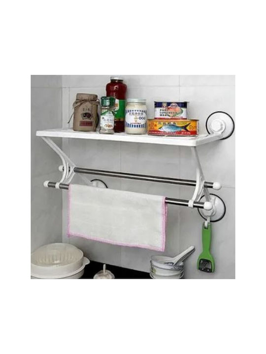 Bathroom Shelf Unit Double Wall-Mounted with Suction Cup 47x24cm Silver