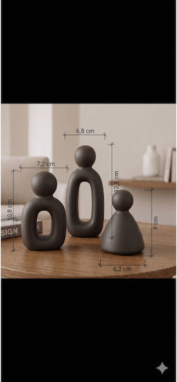 Stewehome Set Of 3 Pieces Modern Abstract Family Figures Black 8x6 Cm