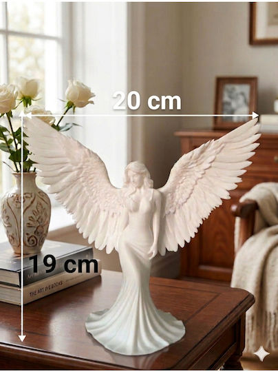 Stewehome Set 2 Tischdekorationen Engel 3D-Druck Weiß 20x19x19 cm
