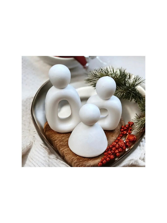Stewehome Set Triplu De Obiecte Decorative Bibelouri Stil Scandinav Beton Alb 8x8 Cm