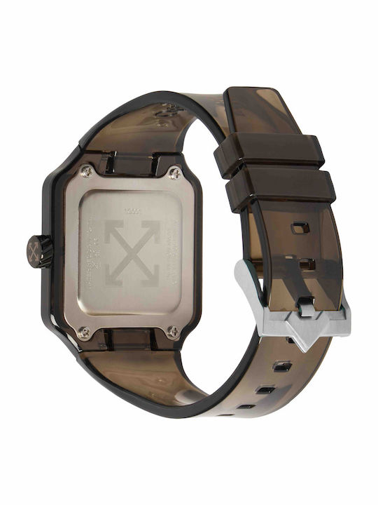 Off White Herrenuhr mit Gummiarmband und Batterie Off White Herrenuhr mit Gummiarmband und Batterie