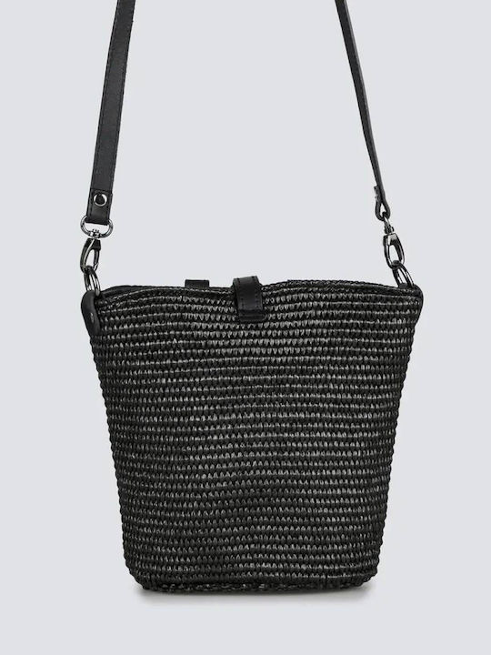 Ψάθινη Damenhandtasche Crossbody / Schulter Schwarz