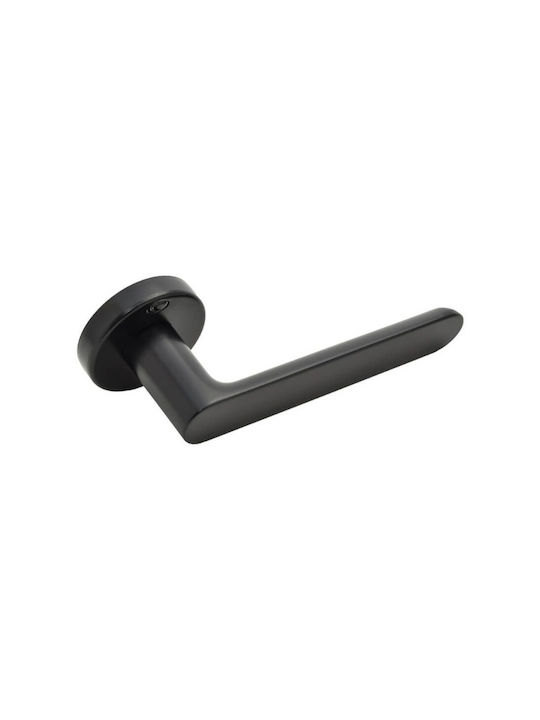 Convex Front Door Lever With Rosette 1905 Pair With Mouthpiece Matt Black