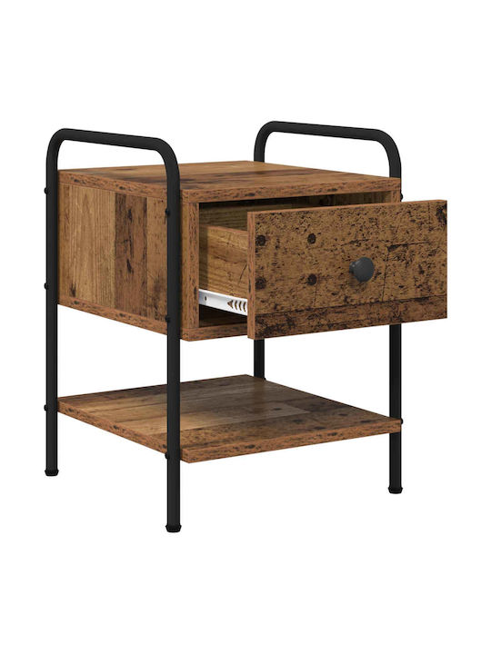 Wooden Bedside Tables With Black Metal Legs 2 Pieces 35x36.5x47cm