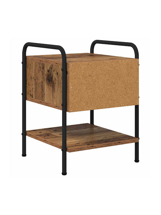 Wooden Bedside Tables With Black Metal Legs 2 Pieces 35x36.5x47cm