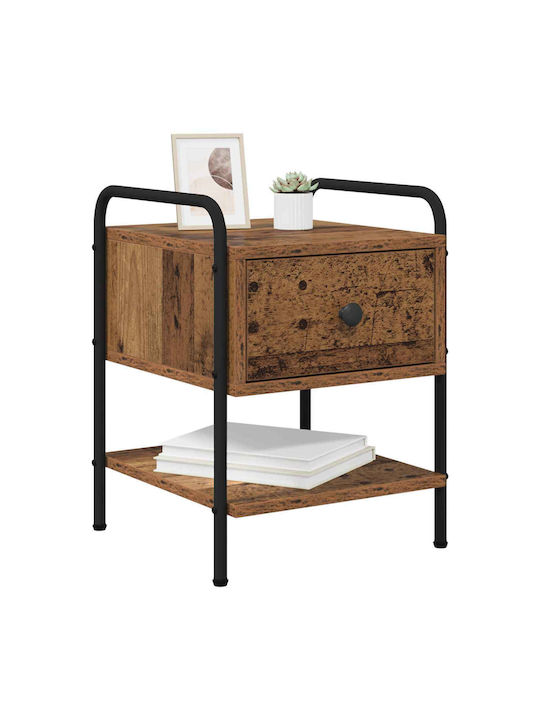 Wooden Bedside Tables With Black Metal Legs 2 Pieces 35x36.5x47cm