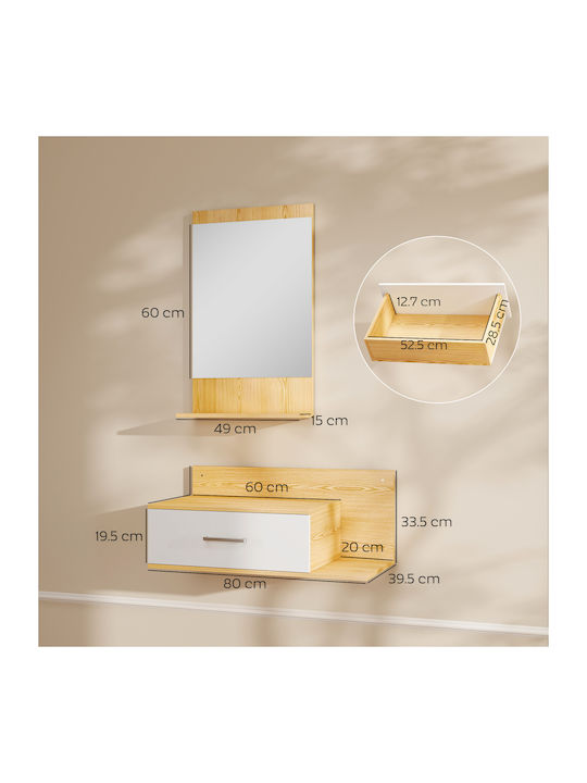 Hallway Furniture with Mirror Wood and Glass 80x39.5x33.5cm