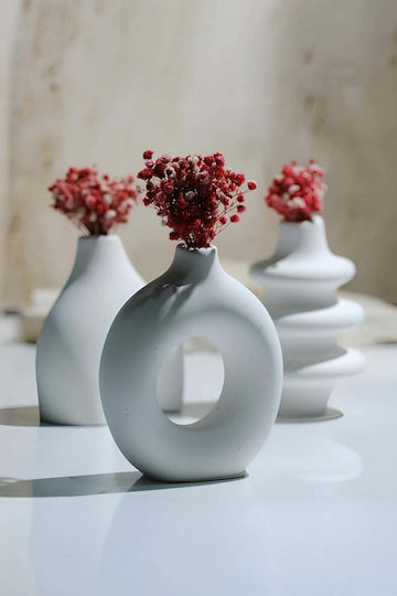 Stewehome Set 3 Stücke Moderner Beton Tischdekoration Vase Design Weiß 10x10x9 cm