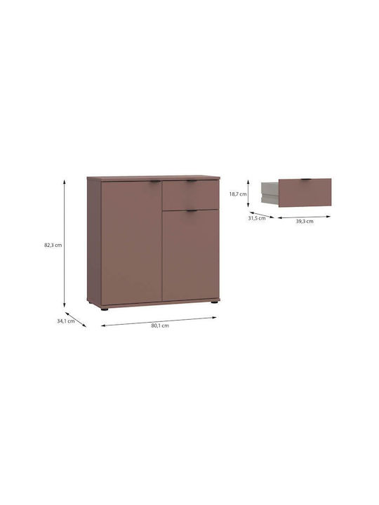 Συρταριέρα Κρεβατοκάμαρας Ξύλινη Terracotta 80x34x83εκ.