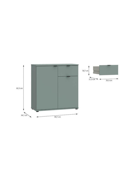 Chest of Drawers Wooden Sage 80x34x83cm