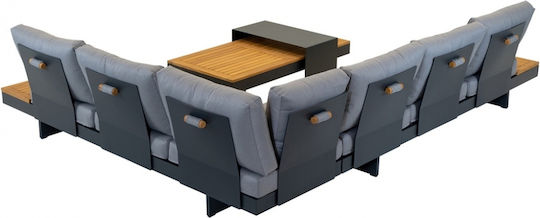 Outdoor Living Room Set 2 Pieces Grey with Pillows