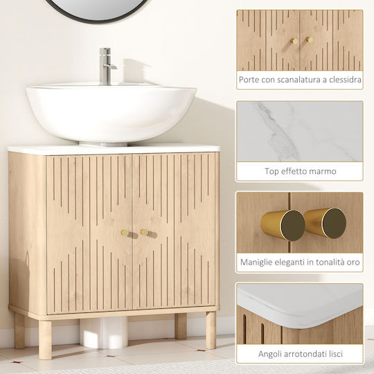 HomCom Πάγκος χωρίς Νιπτήρα Μ60xΒ30xΥ63cm Δρυς