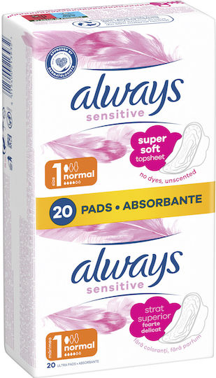 Always Sensitive Ultra Normal Plus Absorbante cu aripi Mărime 1 în Pachet dublu 2x10 buc