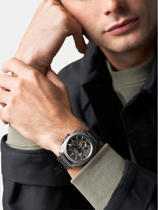 Fossil Machine Chrono Ρολόι Μπαταρίας με Μεταλλικό Μπρασελέ Fossil Machine Chrono Ρολόι Μπαταρίας με Μεταλλικό Μπρασελέ