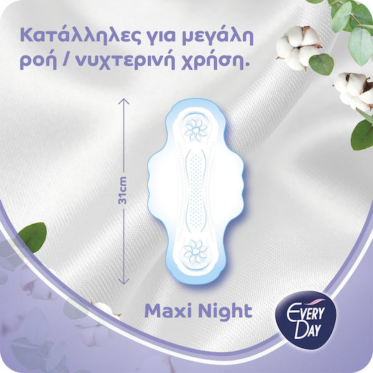 Every Day Sensitive Cotton Hygienepads mit Flügeln Nacht für Starke Strömung 30Stück