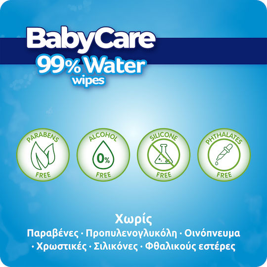 Baby Wipes with 99% Water, without Alcohol & Parabens 16x72pcs