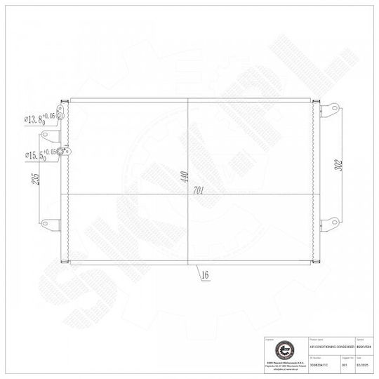 SKV Ψυγείο Air Condition Αυτοκινήτου για Volkswagen Phaeton