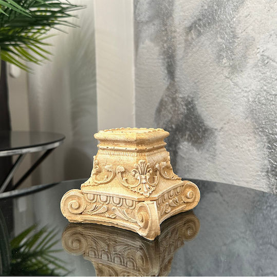Stewehome Antichitate Bibelou Suport Decorativ Pentru Sfeșnic Piesă Handmade Maro 15x15 Cm