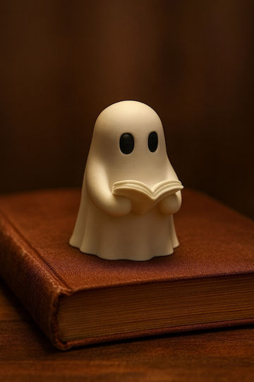 Stewehome Decor Pentru Masă Figurină Fantomă Care Citește Carte 3D Albă 6x6 Cm