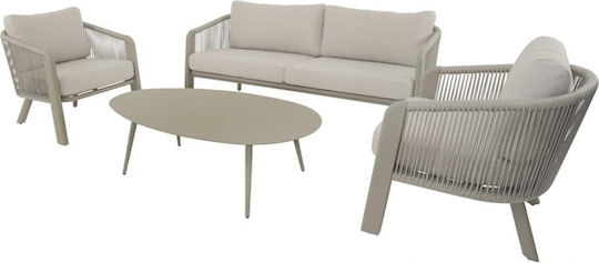 Garten- und Outdoor-Möbelsets Typsatz Wohnzimmer 4 Stück Taupe mit Kissen