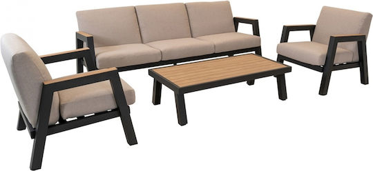 Living Room Set 4 Pieces Anthracite with Pillows Living Room Set 4 Pieces Anthracite with Pillows
