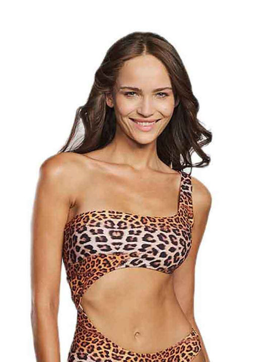 Ολόσωμο Μαγιό με Ανοίγματα Animal Print Καφέ