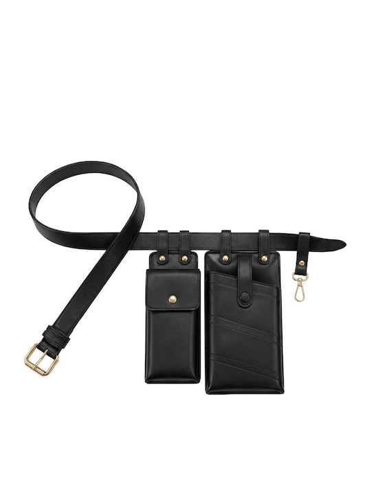 Gallantry Belt Pouches Women Leather Effect Adjustable Strap Black