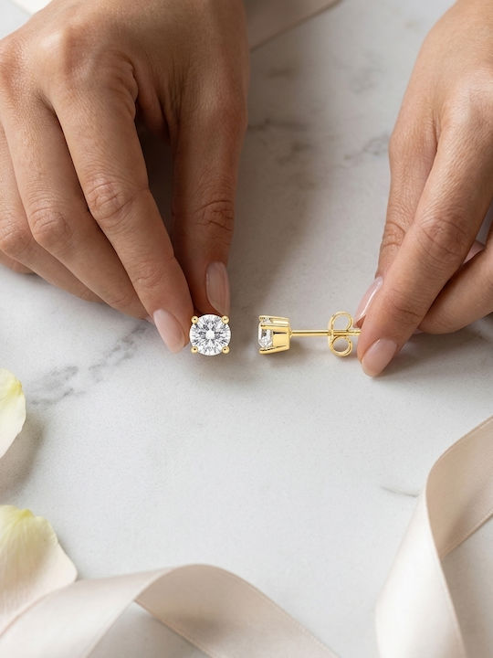 Daskalakis Stud Earrings in 9K White Gold with Stones
