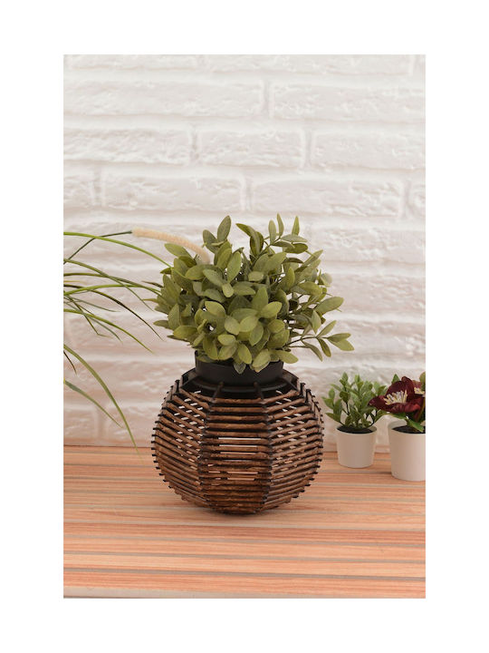 SteweHome Decorative Brown Wooden Vase 10xH11cm