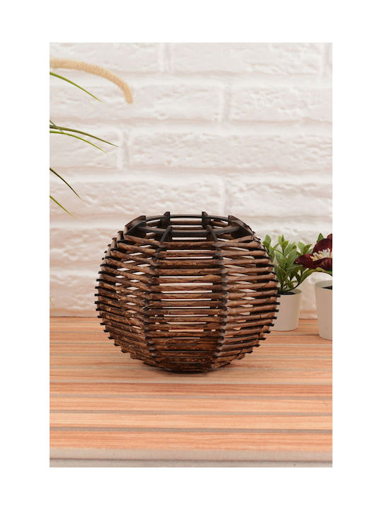 SteweHome Decorative Brown Wooden Vase 10xH11cm