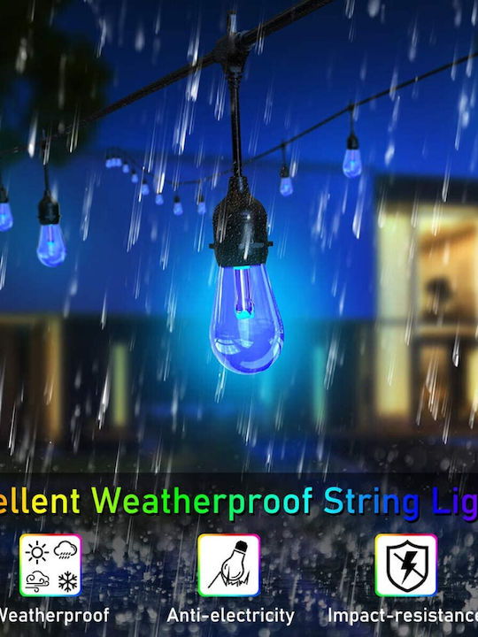 Wasserdichte Lichterkette Beleuchtung LED 12m mit 15 RGB Lampen