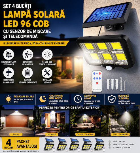 Smart Set 4 Solarleuchten mit Bewegungssensor und Fernbedienung IP66