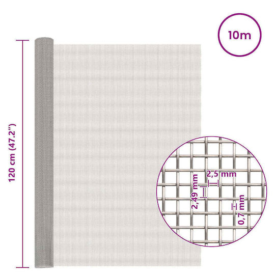 vidaXL Σύρμα για Περίφραξη Κήπου από Ατσάλι 8x120εκ. Ασημί
