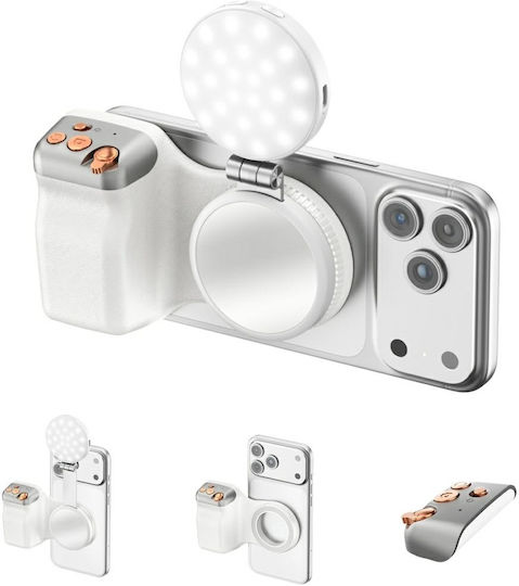 4smarts Magnetischer Smartphone-Halter Fotografischer Griff Fülllicht Kabellose Steuerung Weiß 541802