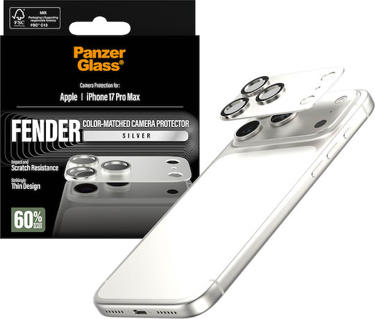 PanzerGlass Fender Protecție Cameră Cadru Metalic Argintiu pentru iPhone 17 Pro Max