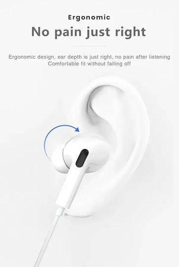 Jellico Ep3a Earbuds Handsfree Ακουστικά με Βύσμα Lightning Λευκό