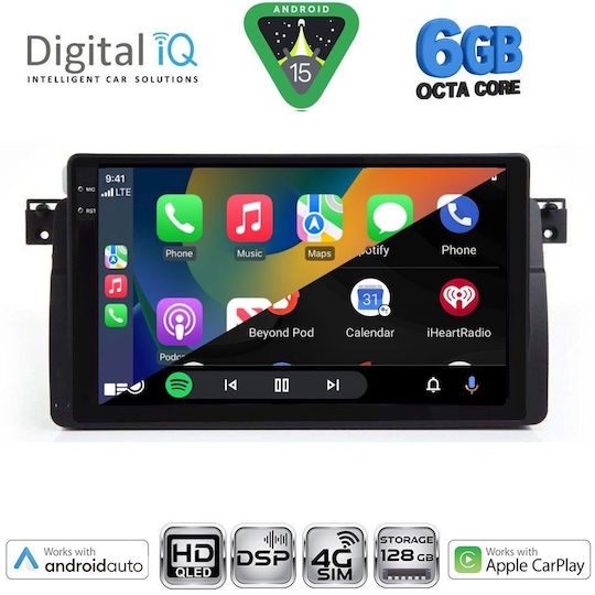Digital IQ Car Audio System for BMW E46 1998-2005 Bluetooth USB WiFi GPS Apple CarPlay Android Auto with 9" Touch Screen