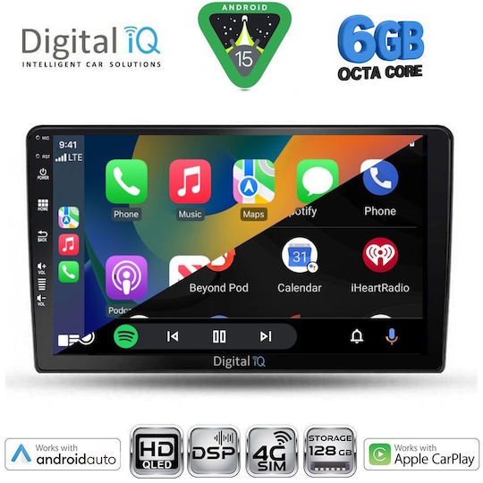 Digital IQ Ηχοσύστημα Αυτοκινήτου για Dacia Duster 2012-2019 (Bluetooth/USB/WiFi/GPS/Apple-Carplay/Android-Auto) με Οθόνη Αφής 9"