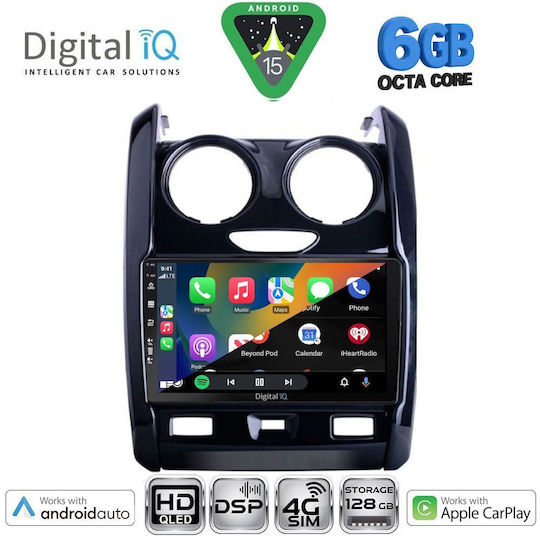 Digital IQ Ηχοσύστημα Αυτοκινήτου για Dacia Duster 2012-2019 (Bluetooth/USB/WiFi/GPS/Apple-Carplay/Android-Auto) με Οθόνη Αφής 9"