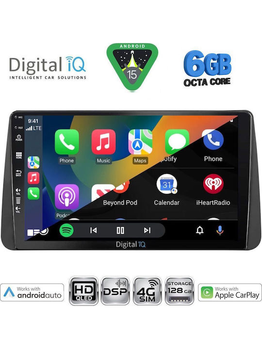 Digital IQ Car Audio System for Fiat Tipo 2018-2023 Bluetooth USB WiFi GPS Apple CarPlay Android Auto with 9" Touch Screen