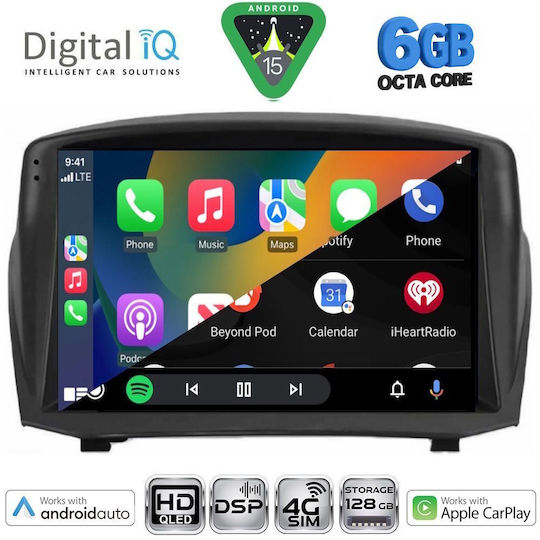 Digital IQ Car Audio System for Ford Fiesta 2008-2017 (Bluetooth/USB/WiFi/GPS/Apple CarPlay/Android Auto) with 9" Touch Screen