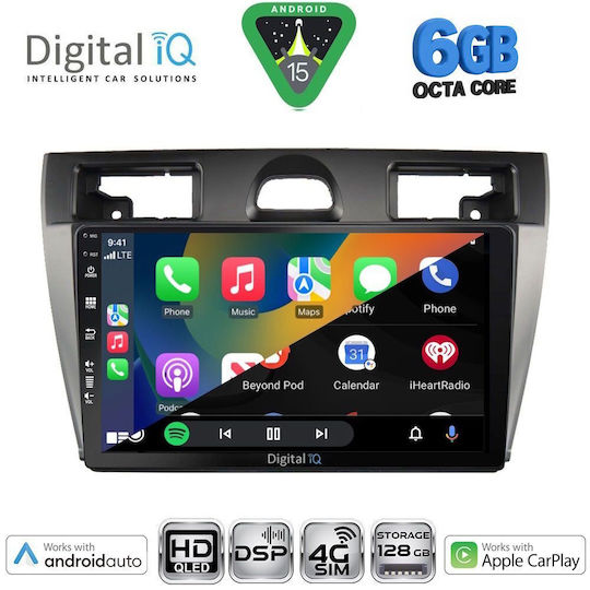 Digital IQ Car Audio System for Ford Fiesta 2005-2008 Bluetooth USB WiFi GPS Apple CarPlay Android Auto with 9" Touch Screen