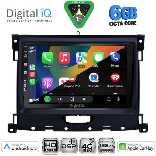 Digital IQ Ηχοσύστημα Αυτοκινήτου για Ford Ranger 2018-2023 (Bluetooth/USB/WiFi/GPS/Apple-Carplay/Android-Auto) με Οθόνη Αφής 9"