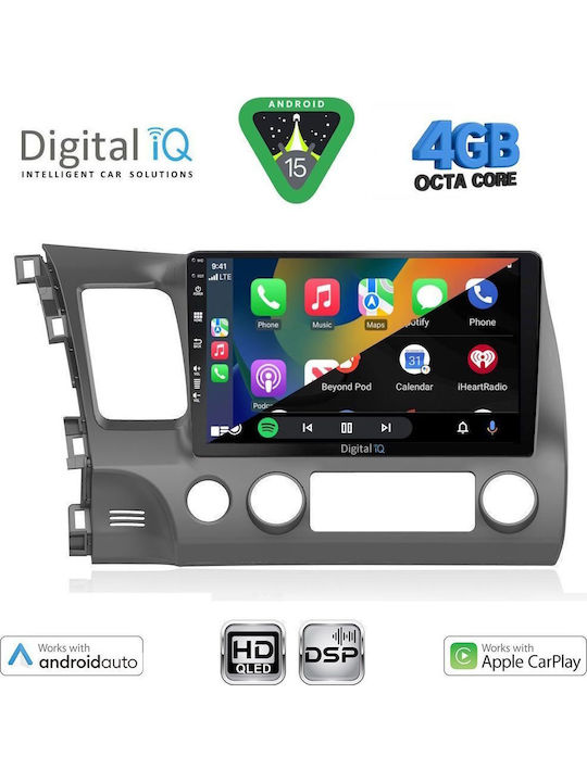 Digital IQ Car Audio System for Honda Civic 2006-2012 Bluetooth USB WiFi GPS Apple CarPlay Android Auto with 10" Touch Screen