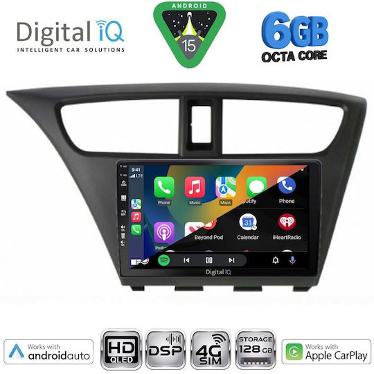 Digital IQ Car Audio System for Honda Civic 2012-2016 (Bluetooth/USB/WiFi/GPS/Apple CarPlay/Android Auto) with 9" Touch Screen