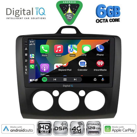 Digital IQ Car Audio System for Ford Focus 2005-2012 with A/C (Bluetooth/USB/WiFi/GPS/Apple CarPlay/Android Auto) with 9" Touch Screen